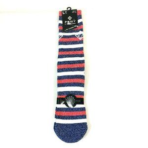 PKWY By Dwyane Wade Classic Crew Socks Large Red White Blue Stripes 1 Pair